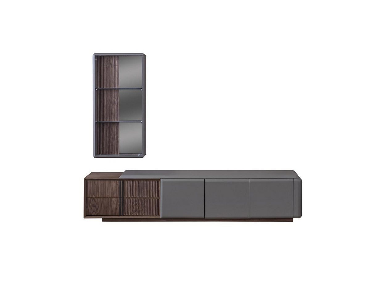 JVmoebel Wohnwand Designer Wohnzimmereinrichtung Set mit exklusivem Wandregal 2tlg, (2-St., 1x TV-Schrank + 1x Wandregal), Made in Europa von JVmoebel
