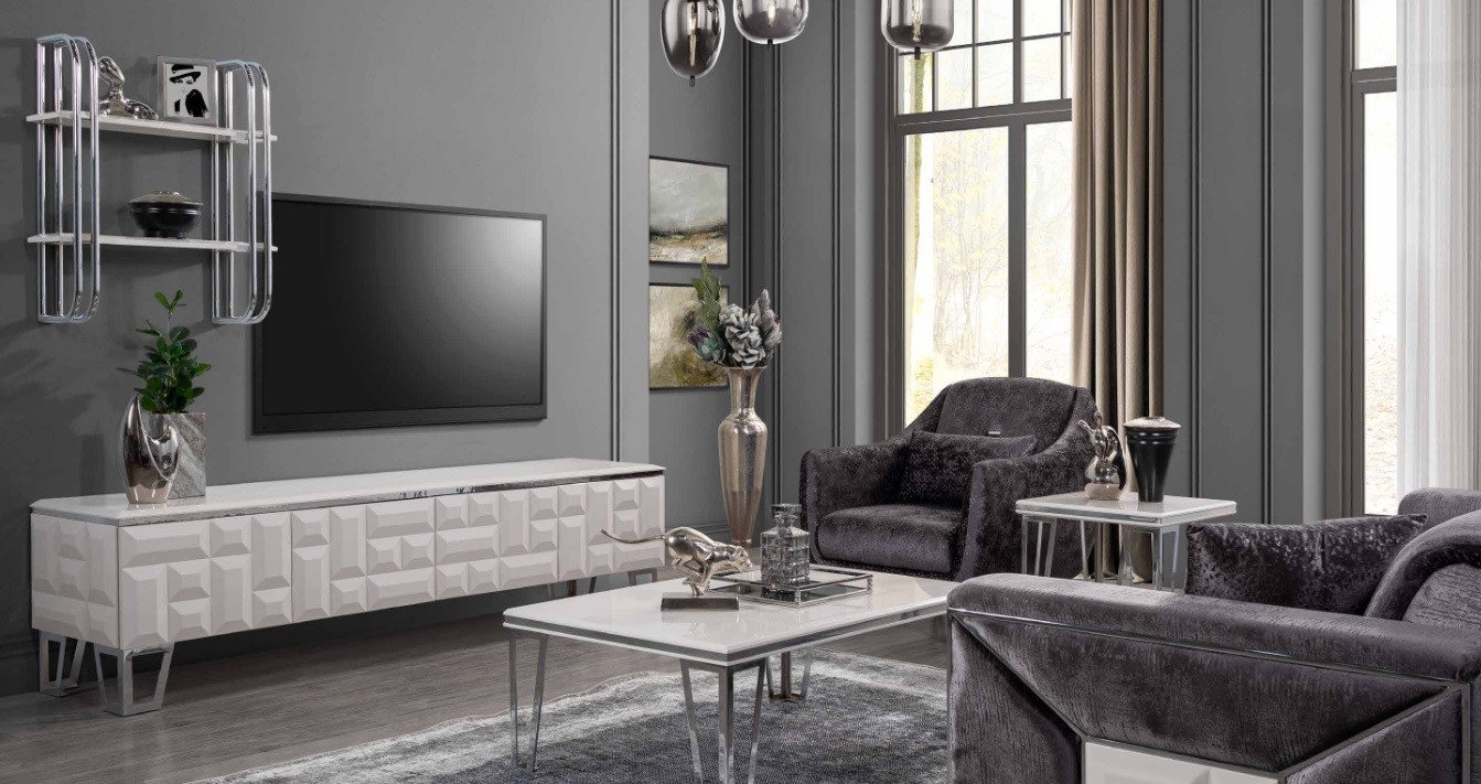 JVmoebel Wohnwand Einzigartiger TV-Ständer im modernen Holzdesign für das Wohnzimmer, (2-St., TV-Ständer/Regal), Made in Europa von JVmoebel