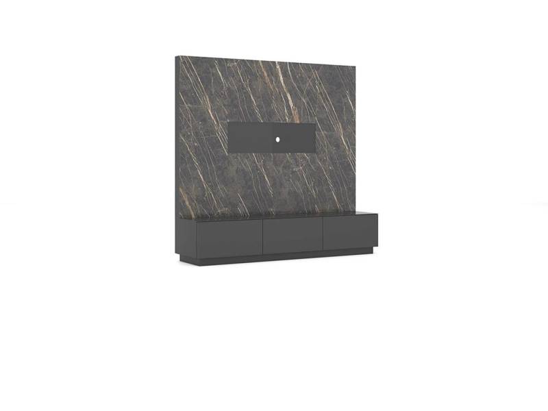JVmoebel Wohnwand Elegante Graue Designer Wohnwand aus Holz für Ihr Wohnzimmer, (1-St., Wohnwand), Made in Europa von JVmoebel