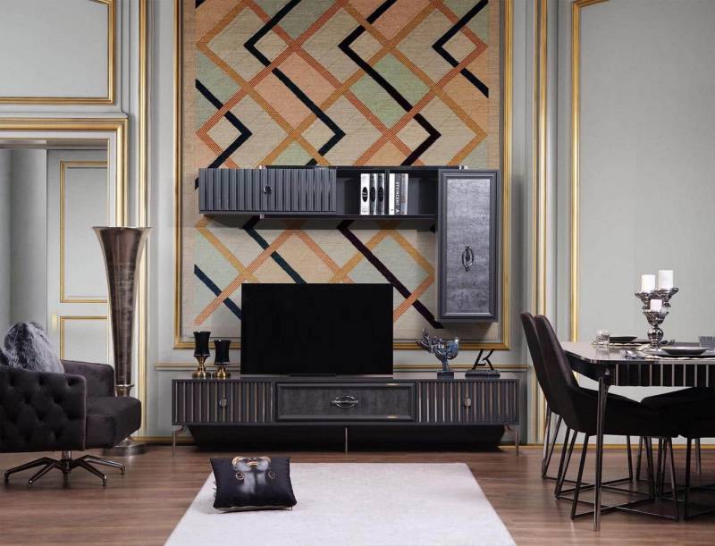 JVmoebel Wohnwand Elegante Wohnwand mit Sideboard und Regalelementen für Ihr Wohnzimmer, (3-St., 1x Lowboard + 2x Regale), Made in Europa von JVmoebel