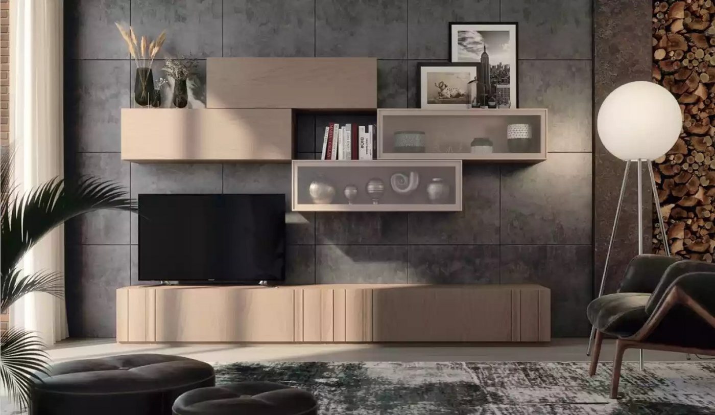 JVmoebel Wohnwand Hochglanz TV Möbel Set für modernes Wohnzimmer-Ambiente, (1-St., 1x Wohnwand), Made in Europa von JVmoebel
