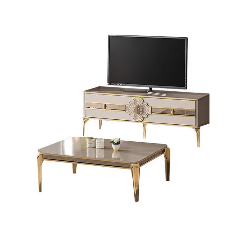 JVmoebel TV-Schrank Komplette Wohnzimmer TV-Schrank Sofatisch Beige RTV 2tlg (2-St., TV-Schrank) Made in Europa von JVmoebel