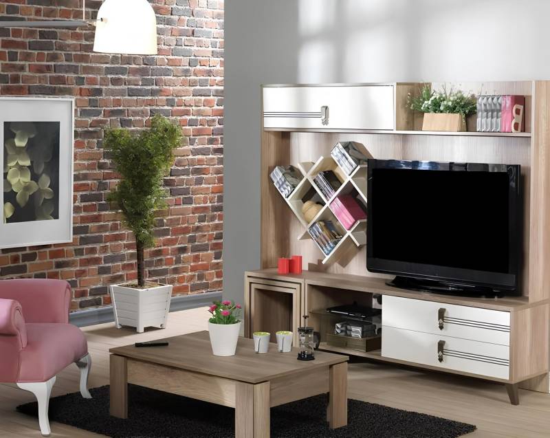 JVmoebel Wohnwand Luxus Wohnwand tv Wand Regal Vitrine Schrank Wohnzimmer, (1-St., Wohnwand), Made in Europa von JVmoebel