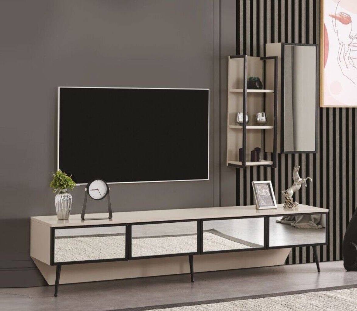 JVmoebel Wohnwand Luxus Wohnzimmer Set TV Ständer und 2x Wandschrank im weiß farbe, (3-St., 1x TV Ständer + 2x Wandschranke), Made in Europa von JVmoebel