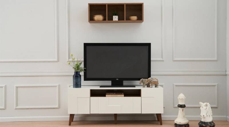 JVmoebel Wohnwand Modern Wohnwand 2tlg Wohnzimmer Wandregal Holzmöbel TV Ständer Design, (2-St., TV Ständer + Wandregal), Made in Europa von JVmoebel