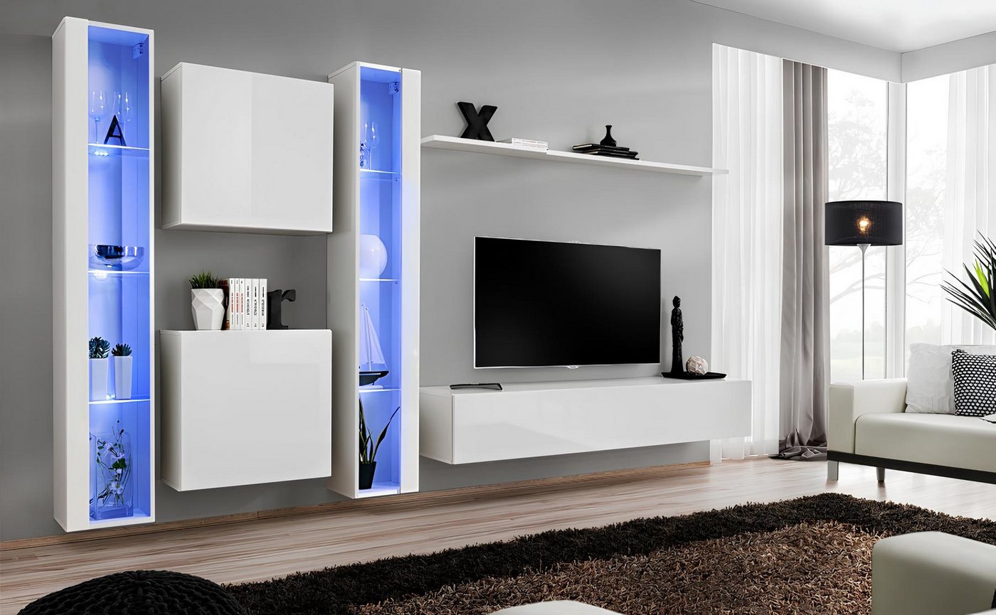 JVmoebel Wohnwand Moderne Designer Wohnwand mit luxuriösen Regalen und Schrank, (7-St), Made in Europa von JVmoebel