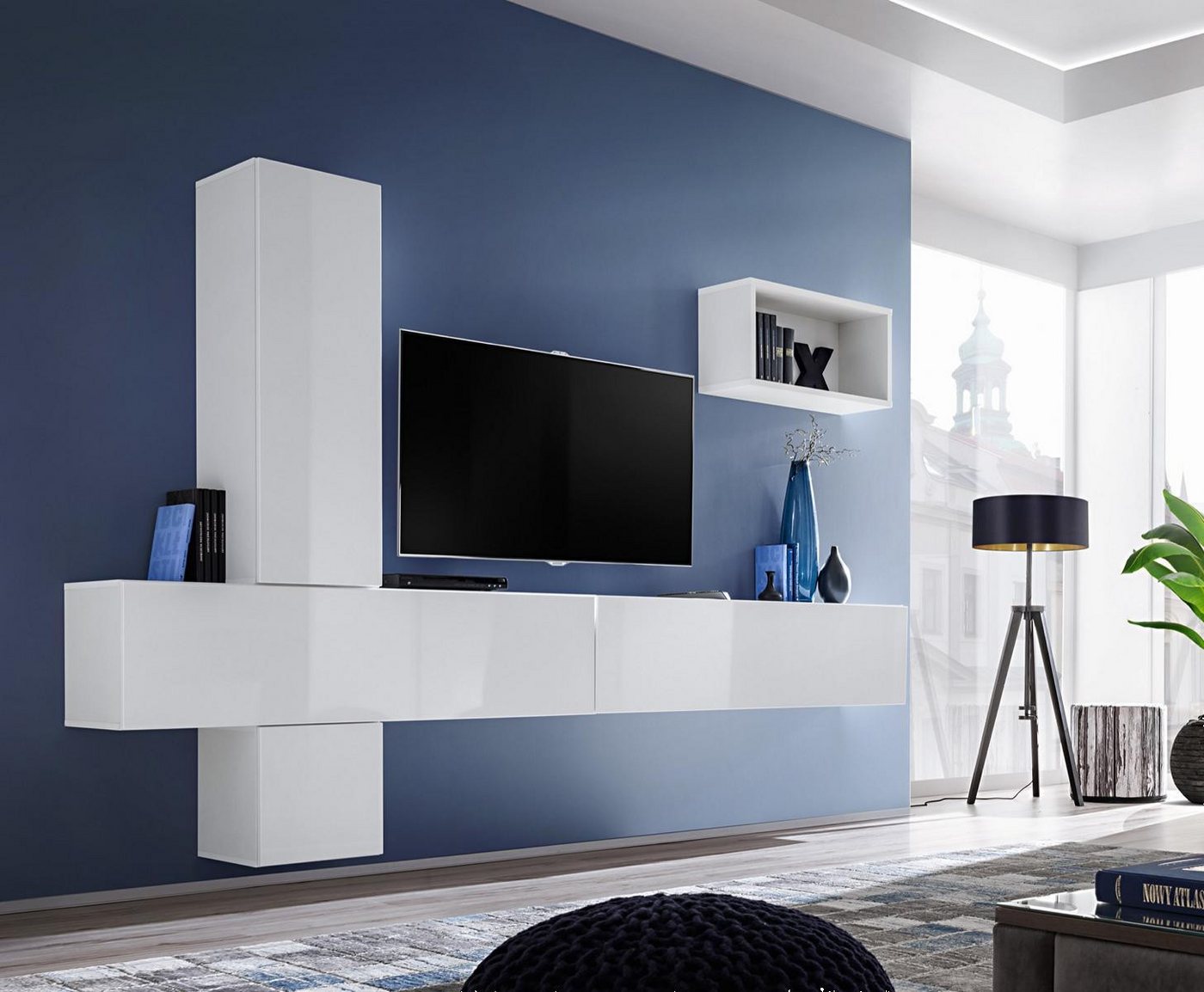 JVmoebel Wohnwand Moderne Wohn Zimmer TV-Ständer Designer Komplett Set Möbel, (Wohnwand), Made in Europa von JVmoebel