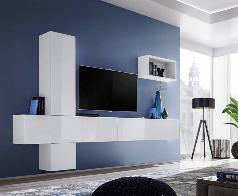 JVmoebel Wohnwand Moderne Wohn Zimmer TV-Ständer Designer Komplett Set Möbel, (Wohnwand), Made in Europa von JVmoebel