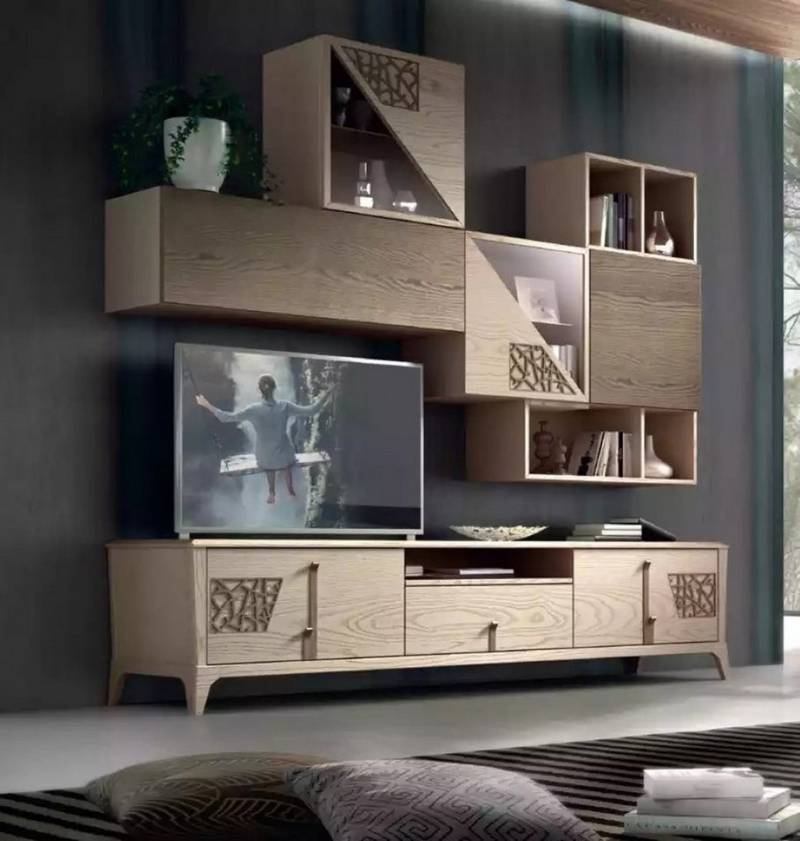 JVmoebel Wohnwand Moderne Wohnwand Braun aus Holz für das Wohnzimmer mit Lowboard, (Wohnwand), Made in Europa von JVmoebel