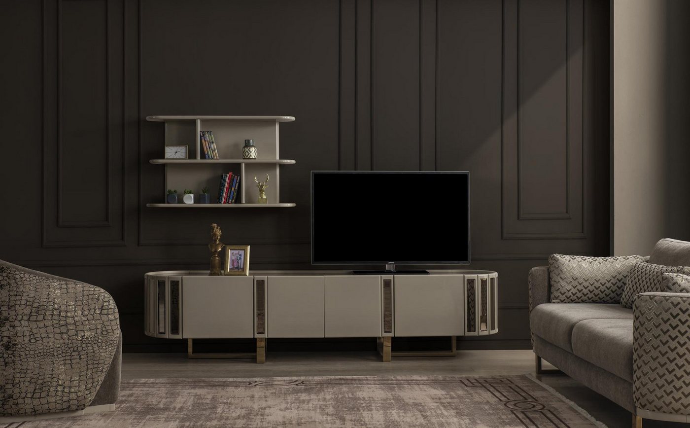 JVmoebel Wohnwand Moderner Wohnzimmerschrank als Lowboard und Regal Kombination, (2-St., RTV Lowboard + Regale), Made in Europa von JVmoebel
