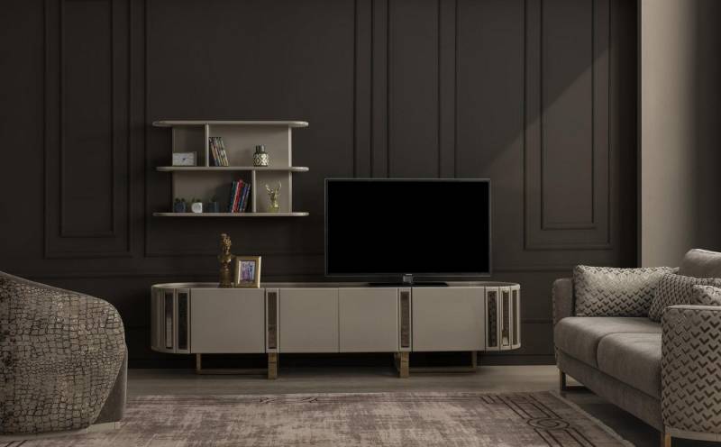 JVmoebel Wohnwand Moderner Wohnzimmerschrank als Lowboard und Regal Kombination, (2-St., RTV Lowboard + Regale), Made in Europa von JVmoebel