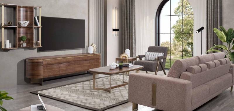 JVmoebel Wohnwand Modernes Wohnzimmer-Set: Designer Möbel mit TV-Ständer und Regalen, (2-St., TV Schrank + Wandregal), Made in Europa von JVmoebel
