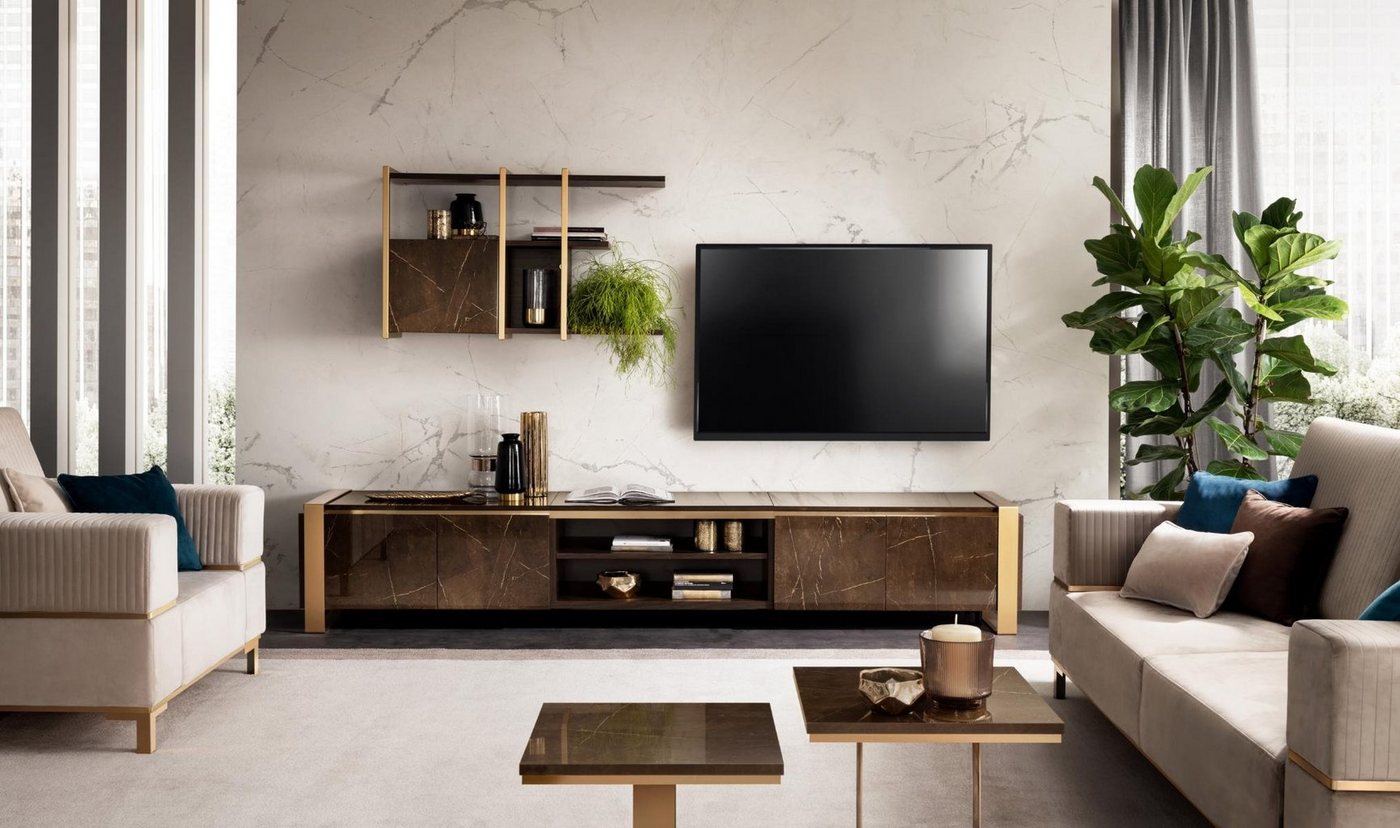 JVmoebel Wohnwand Regale Wohnwand rtv tv Sideboard Vitrinen Schrank Wohnzimmer von JVmoebel