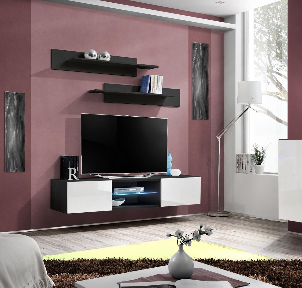 JVmoebel Wohnwand Schicke Designer-Wandregale und TV-Ständer in Schwarz, Made in Europa JVmoebel Wohnwand Schicke Designer-Wandregale und TV-Ständer in Schwarz, Made in Europa von JVmoebel