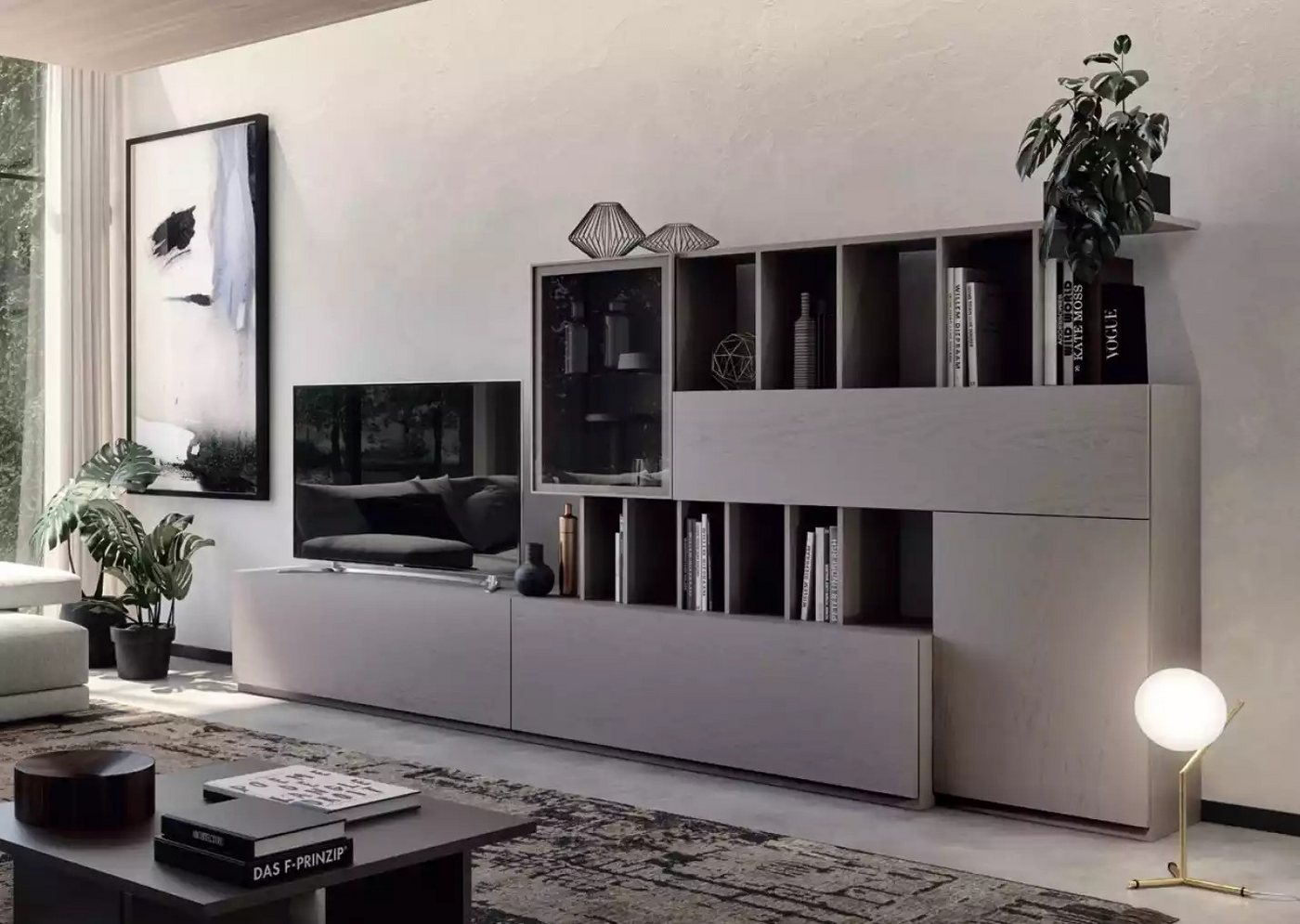 JVmoebel Wohnwand TV-Schrank Set für Wohnzimmer Anbau Wände und Schrankwand, (1-St., 1x Wohnwand), Made in Europa von JVmoebel