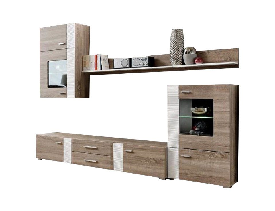 JVmoebel Wohnwand TV Wand Holz Stil Modern Regal Möbel Schrank neu, (5-St., TV-Ständer/2x Regal/Schrank/Wandschrank), Made in Europa von JVmoebel