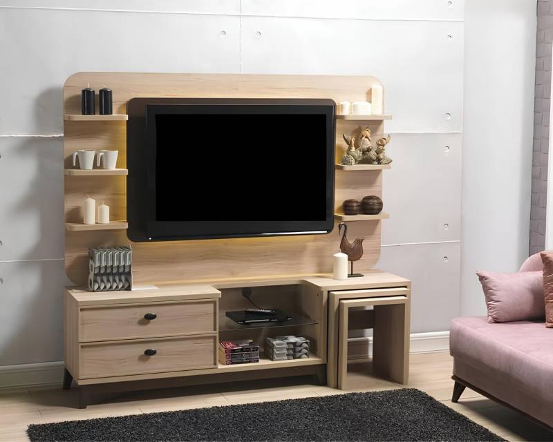 JVmoebel Wohnwand Moderne Holz Möbel Design für Wohnzimmer Regale Luxus Einrichtung, (Wohnwand), Made in Europa von JVmoebel