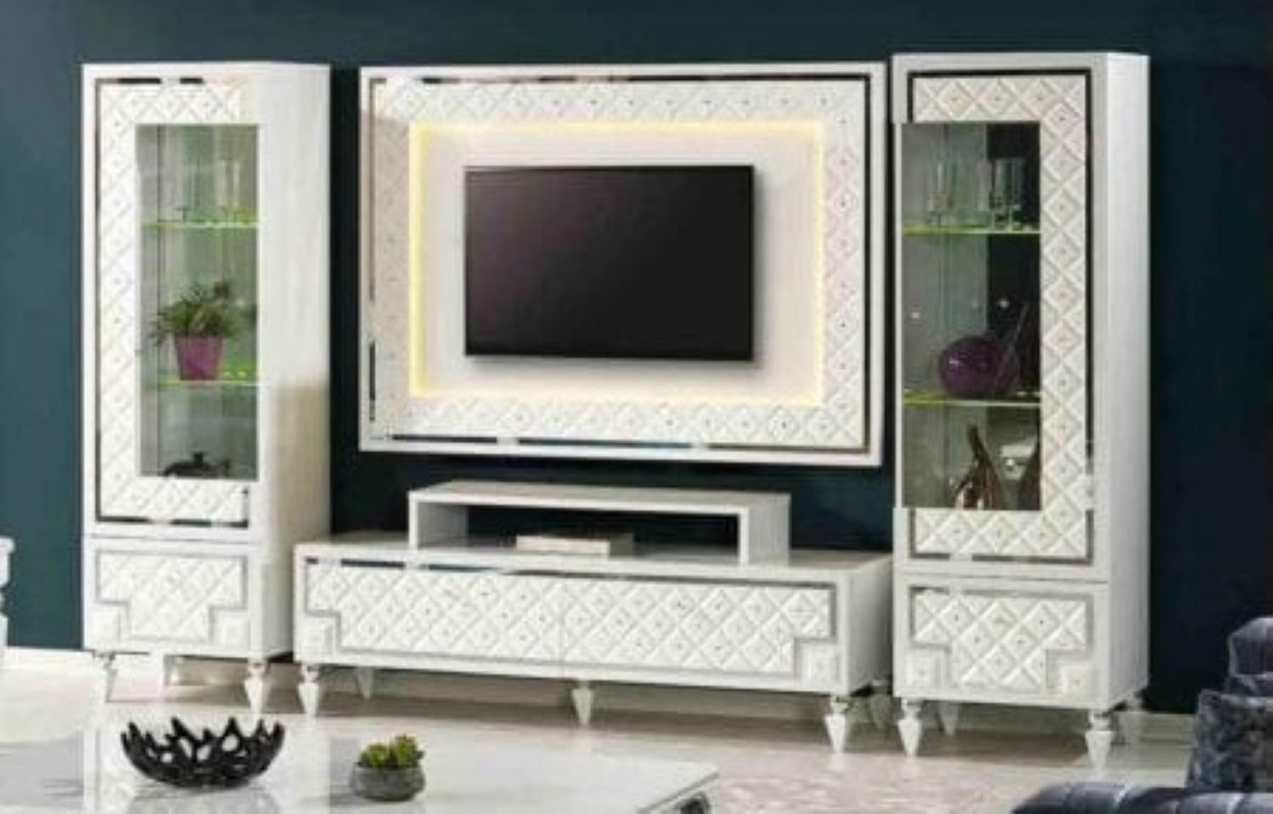 JVmoebel Wohnwand TV Ständer Sideboard RTV Lowboard Weiß Holz Wandschränke modern, (1-St., Wohnwand), Made in Europa von JVmoebel