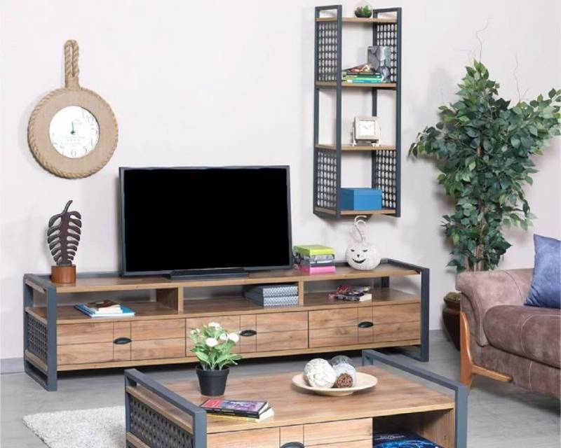 JVmoebel Wohnwand Wohnzimmer Schrank Wandschrank Regal tv rtv Möbel, (2-St., 2tlg Wohnzimmer Set (TV Ständer + Wandregal), Made in Europa von JVmoebel