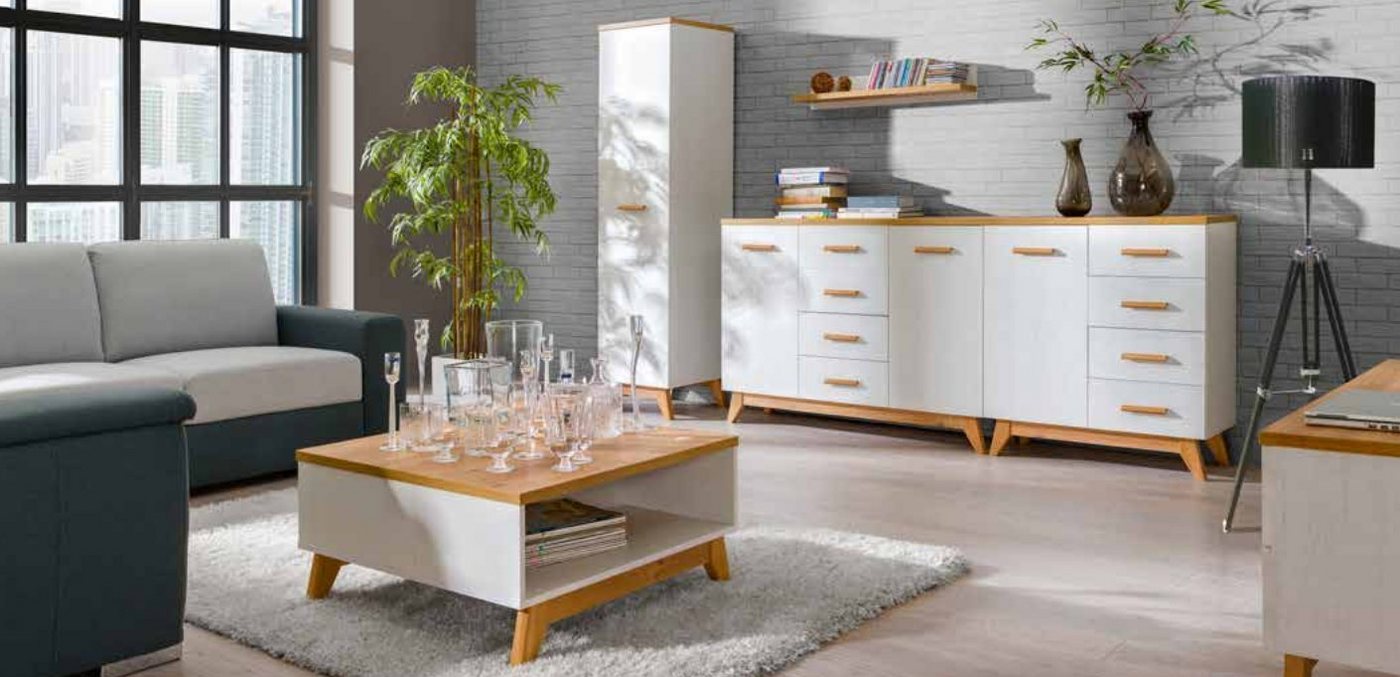 JVmoebel Wohnzimmer-Set, 5 tlg. Wohnzimmer Set Beistelltisch TV Kommode Tisch Kommoden Wand von JVmoebel