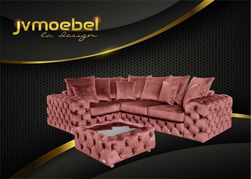 JVmoebel Wohnzimmer-Set, Ecksofa Sofa Couch Polster Eckgarnitur L Form Couchtisch Textil Wohnlandschaft von JVmoebel