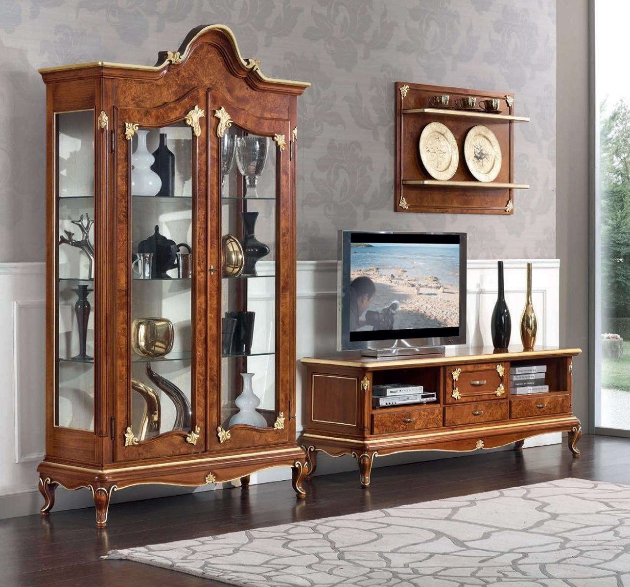 JVmoebel Wohnzimmer-Set, Italienische Wohnzimmer Wohnwand rtv Tv Sideboard Schrank Vitrine von JVmoebel