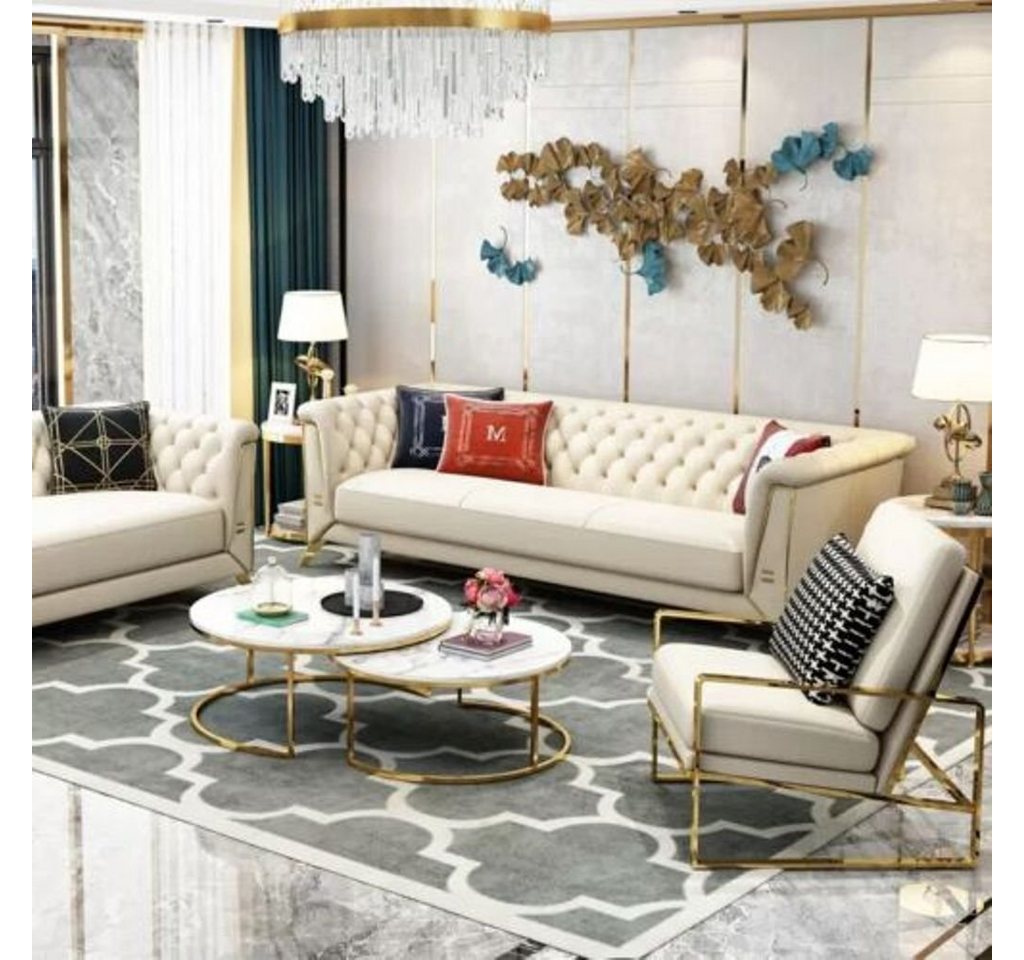 JVmoebel Wohnzimmer-Set, Italy Design Sofa Couch Polster Komplett Set Garnitur 3+2 Hocker von JVmoebel