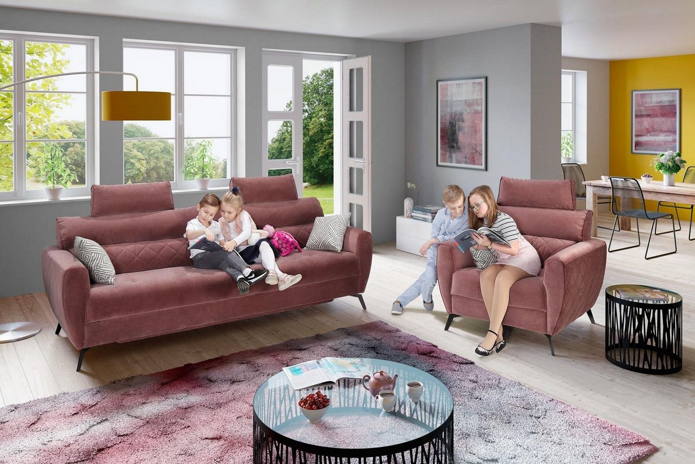 JVmoebel Wohnzimmer-Set, Leder Design Couch Polster Sitz 2+1+1 Sofa Garnituren Kunstleder von JVmoebel