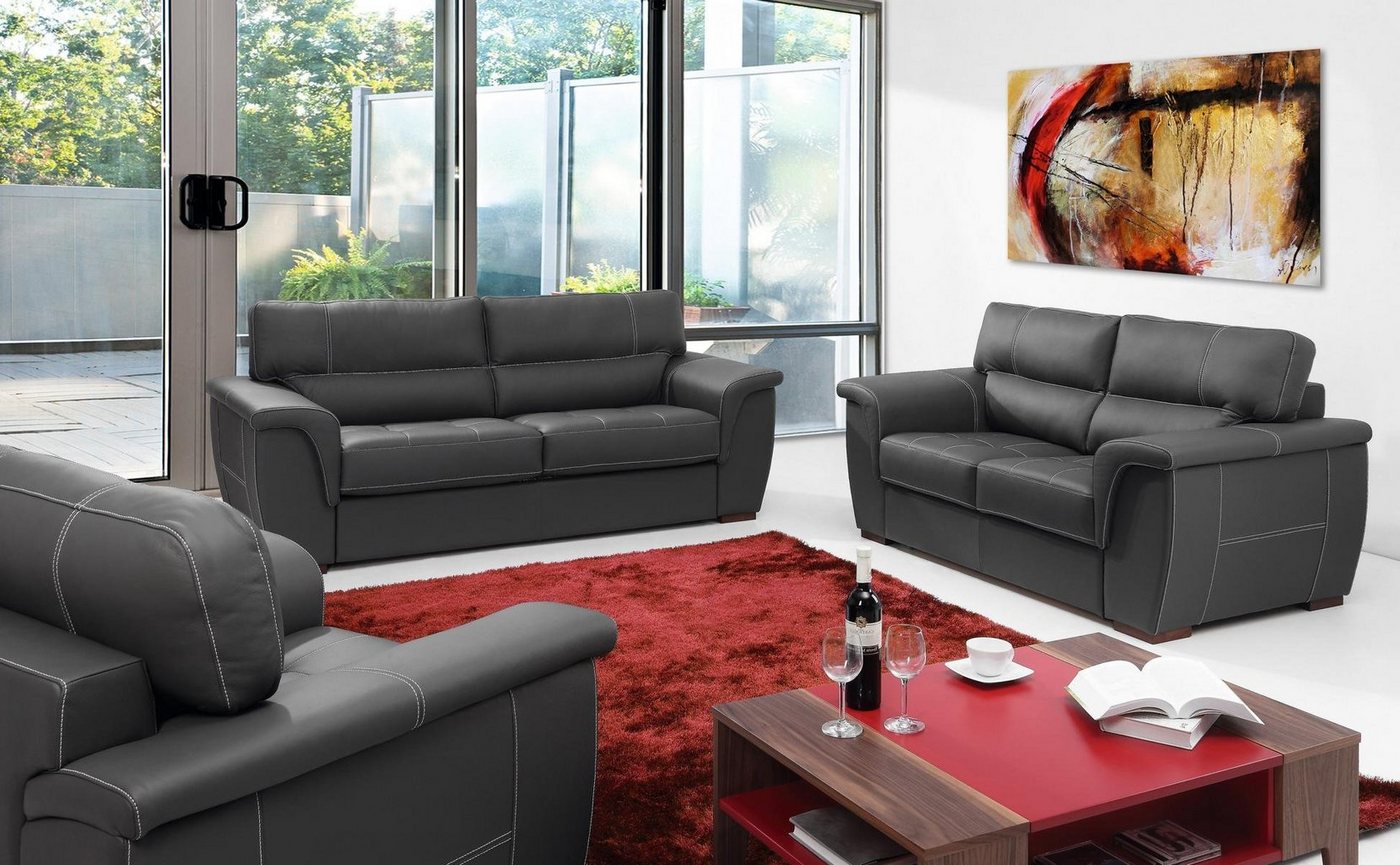 JVmoebel Wohnzimmer-Set, Leder Design Couch Polster Sitz Garnitur Sofa Garnituren 2+1 Leder Set von JVmoebel