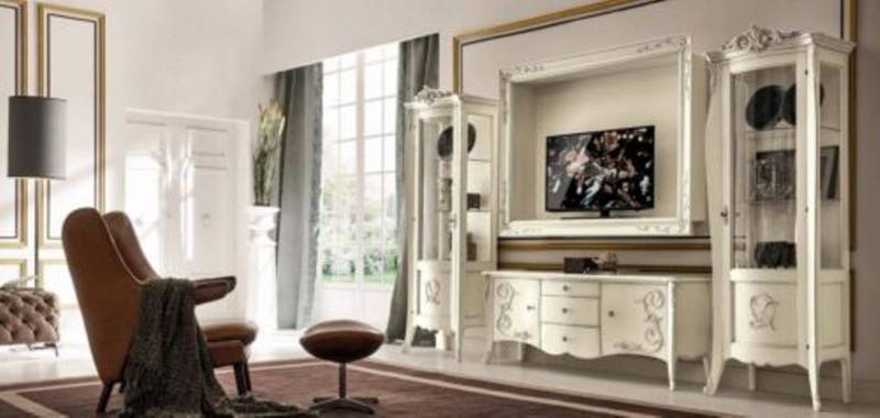 JVmoebel Wohnzimmer-Set, Set 4tlg Vitrine tv Sideboard Schrank Tisch Wohnzimmer Holz Möbel von JVmoebel