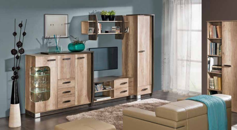 JVmoebel Wohnzimmer-Set, Wohnwand Wohnwände Set Kommode Schrank TV Ständer Regal von JVmoebel