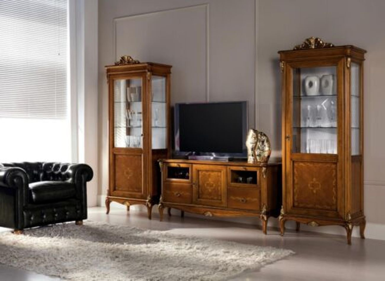 JVmoebel Wohnzimmer-Set, Wohnzimmer 2x Vitrine Schränke Design tv Modern Vitrinen Set 3tlg von JVmoebel