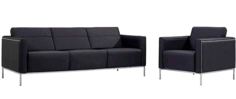 JVmoebel Polstergarnitur 1-Sitzer Sessel Design Couch Sofa 3-Sitzer Büromöbel Textil Lounge, (2-tlg., 3-Sitzer Sofa + Sessel), Made in Europa von JVmoebel