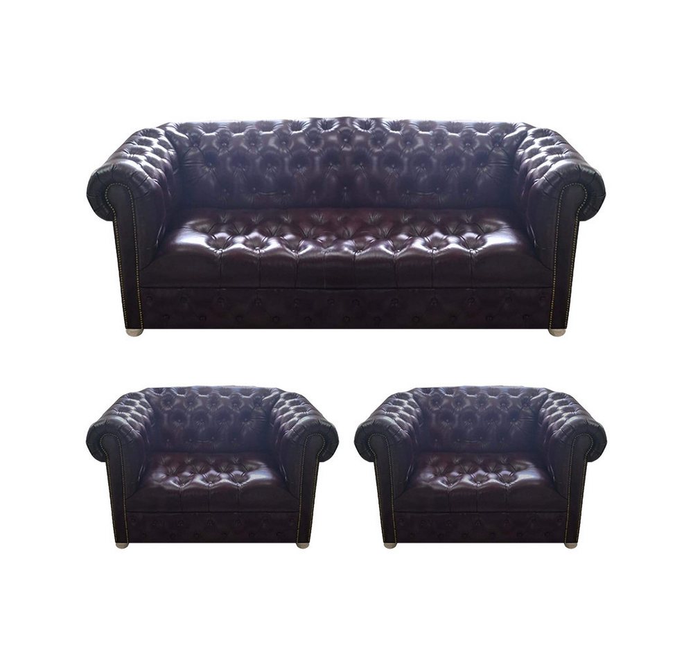 JVmoebel Wohnzimmer-Set Chesterfield Design Luxus Polster Sofa Couch Sitz Garnitur 2x Sessel, (3-St., 1x 3-Sitzer Sofa + 2x Sessel), Made in Europa von JVmoebel