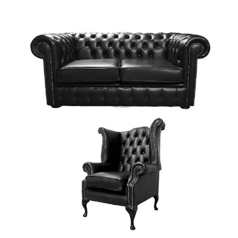 JVmoebel Chesterfield-Sofa Chesterfield Design Sofagarnitur Ohrensessel Sofa Couch Set Polster, 2 Teile, Made in Europa von JVmoebel