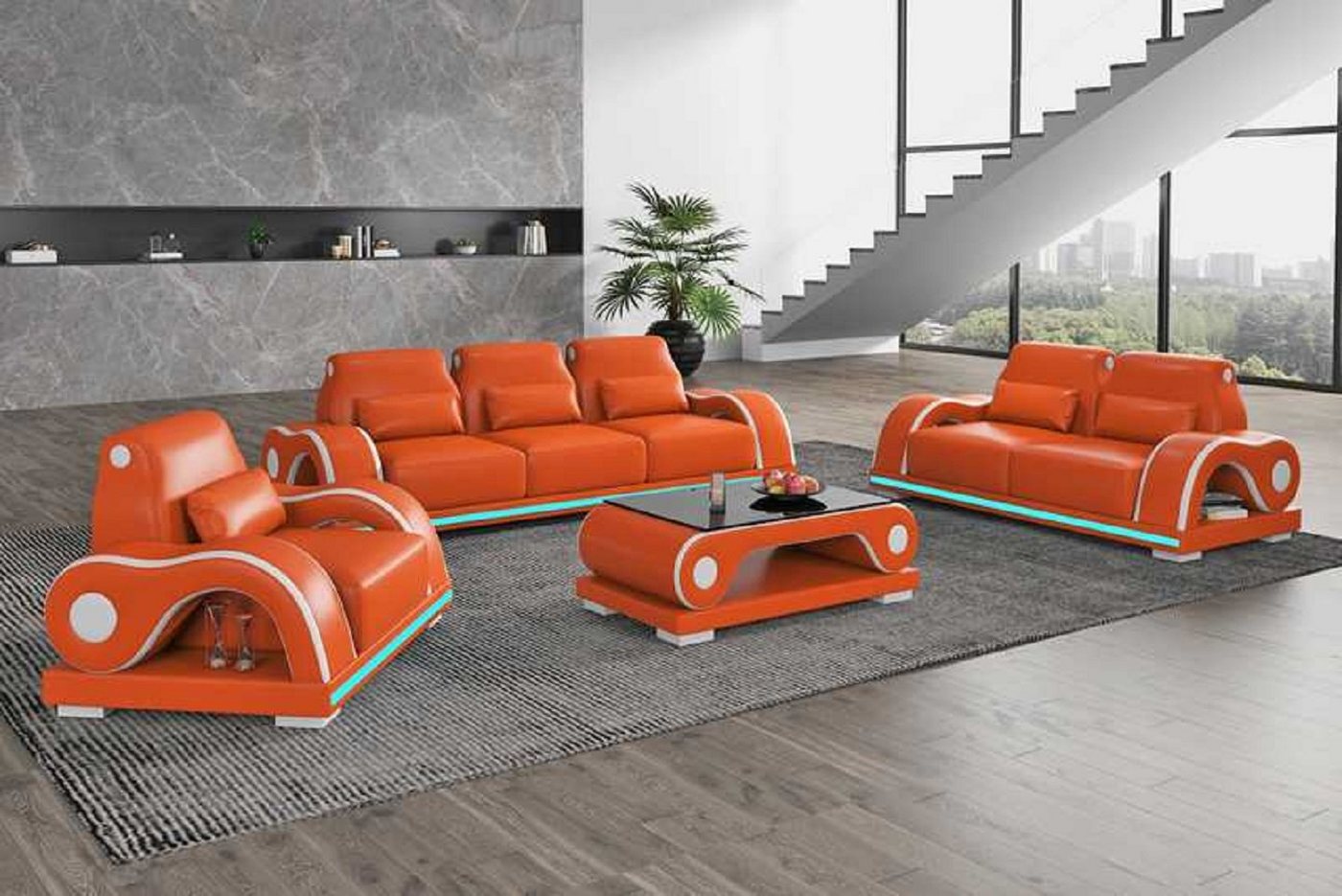 JVmoebel Wohnzimmer-Set Couchgarnitur Luxus Komplette Sofas Sessel Wohnzimmer Modern, (3-St., Nur Sofa 2+3 Sitzer + Sessel), Made in Europe von JVmoebel