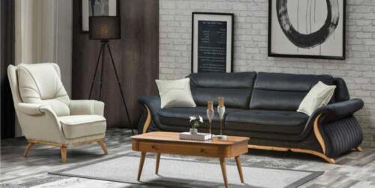 JVmoebel Wohnzimmer-Set Design Sofa 3+1 Sitz Sessel Polster Luxus Kunstleder Couchen Sofas von JVmoebel