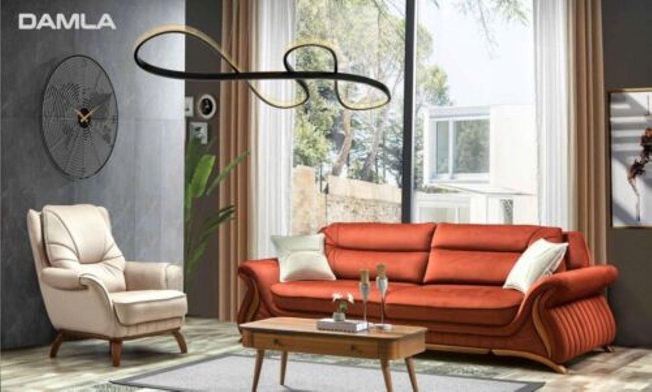 JVmoebel Wohnzimmer-Set Design Sofa 3+1 Sitz Sessel Polster Luxus Kunstleder Couchen Sofas von JVmoebel