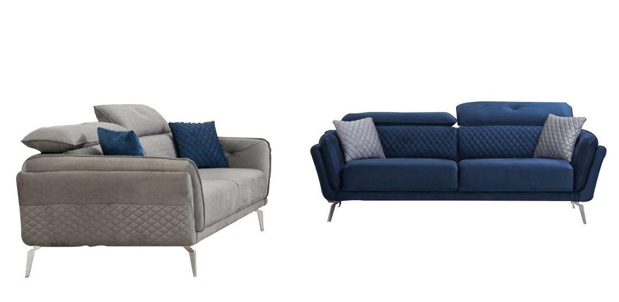 JVmoebel Wohnzimmer-Set Designer Polster Couchgarnitur Blau-Graue Stoffsofas Luxus 2x 3-Sitzer, (2-St., 2x Sofas 3-Sitzer), Made in Europa von JVmoebel