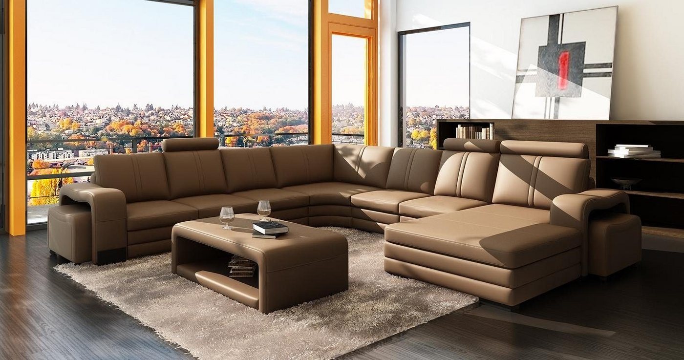 JVmoebel Wohnzimmer-Set Designer Wohnlandschaft U-Form Hocker Couchtisch Ecksofa Polster von JVmoebel