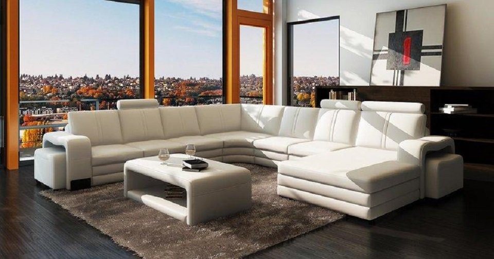 JVmoebel Wohnzimmer-Set Designer Wohnlandschaft U-Form Hocker Couchtisch Ecksofa Polster von JVmoebel