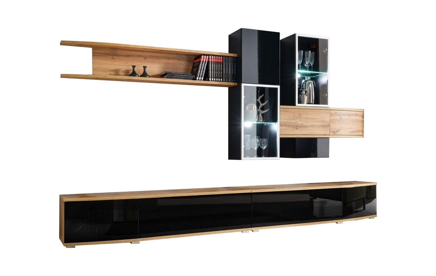 JVmoebel Wohnzimmer-Set Designer Wohnwand Modern Design Luxus Möbel Wand Regale Neu, (6-St., 2x TV-Ständer/Regal/3x Wandschrank), Made in Europa von JVmoebel