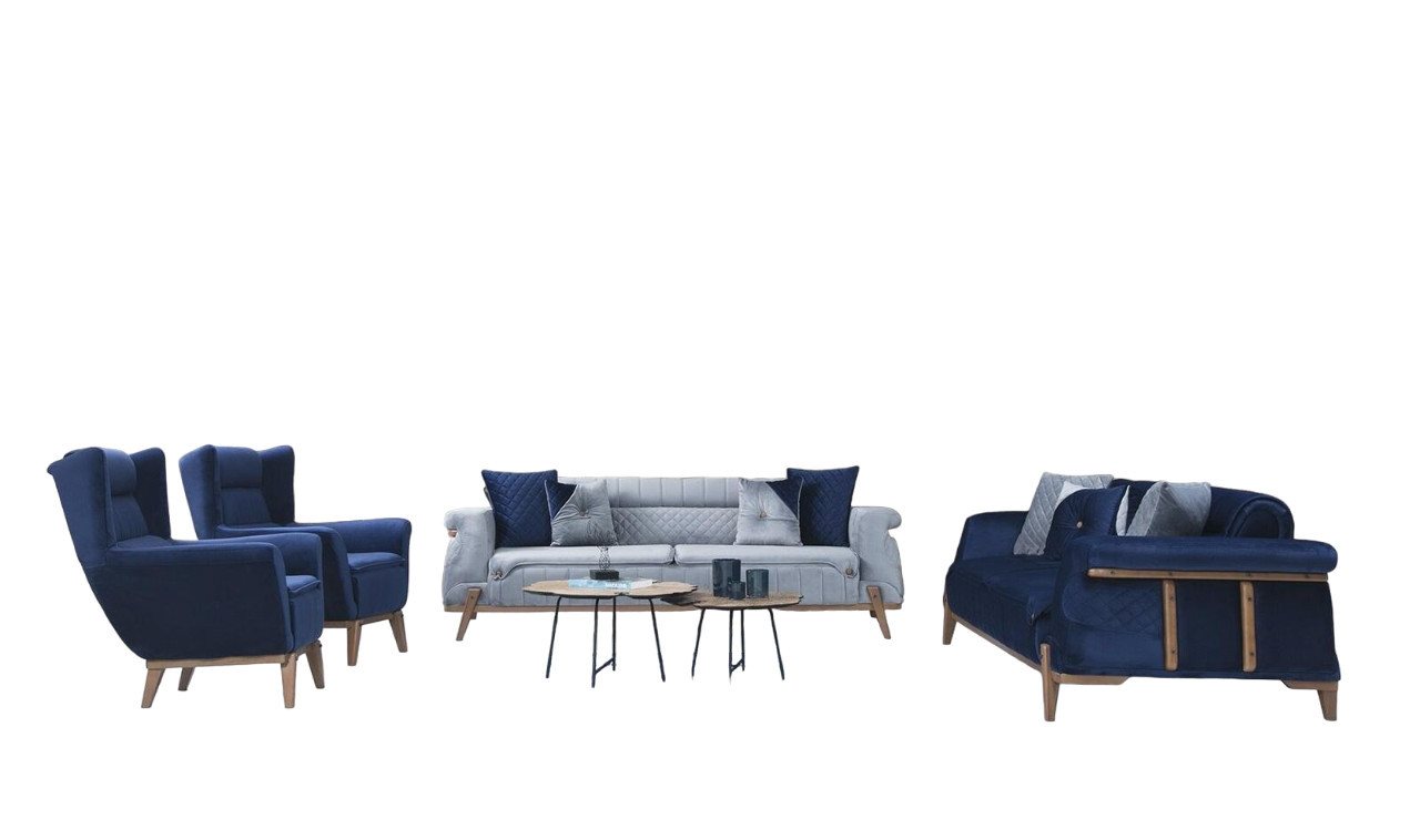 JVmoebel Wohnzimmer-Set Designer Wohnzimmer Dreisitzer Sofas Luxus Couchen Sessel 4tlg, (4-St., 2x 3-Sitzer Sofas/2x Sessel), Made in Europa von JVmoebel