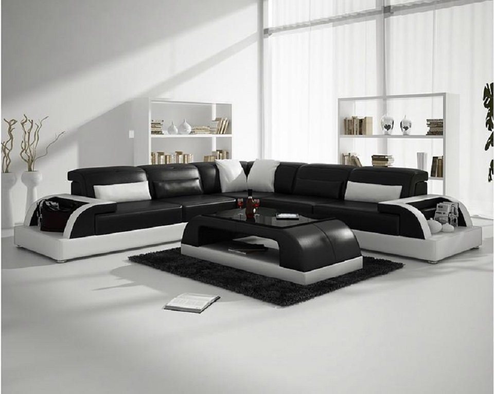 JVmoebel Wohnzimmer-Set Ecksofa L-Form + Couchtisch Sofa Couch Design Polster Leder Modern von JVmoebel