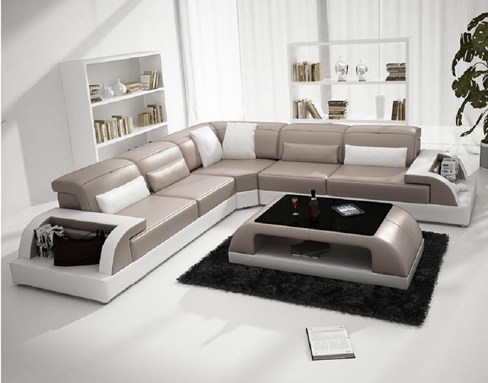 JVmoebel Wohnzimmer-Set Ecksofa L-Form + Couchtisch Sofa Couch Design Polster Leder Modern von JVmoebel