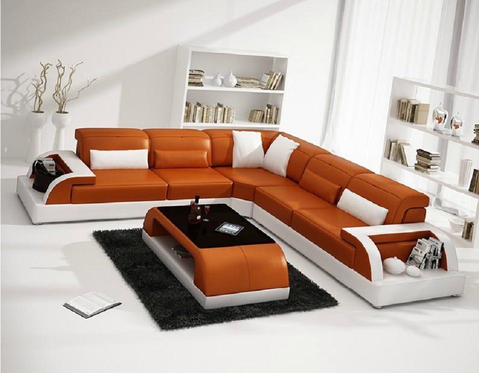 JVmoebel Wohnzimmer-Set Ecksofa L-Form + Couchtisch Sofa Couch Design Polster Leder Modern von JVmoebel