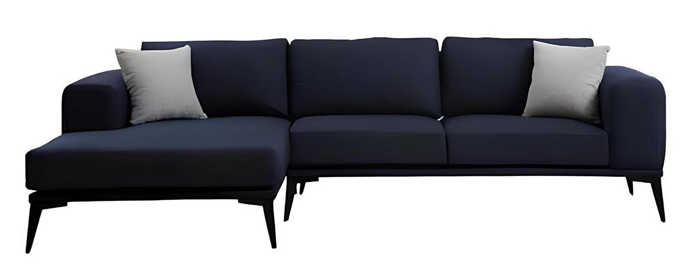 JVmoebel Ecksofa L-Form Dunkelblau Einfarbig Textil Sofa mit Kissen, Made in Europa von JVmoebel