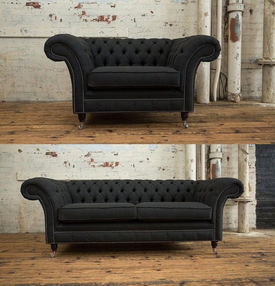JVmoebel Wohnzimmer-Set Edle Chesterfield Couchgarnitur im Designer-Stil 3-Sitzer, (2-St., Sofa 3-Sitzer/Sessel), Made in Europa von JVmoebel