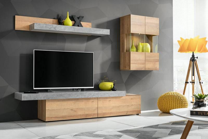 JVmoebel Wohnwand Eleganter TV-Schrank Modernes Design für Ihre Wand, (3-St., TV-Ständer/Regal/Wandschrank), Made in Europa von JVmoebel