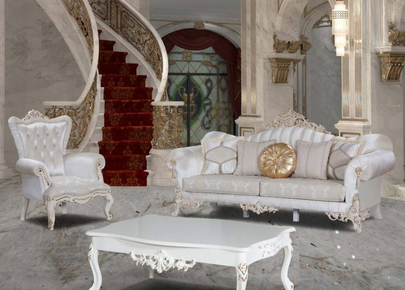 JVmoebel Polstergarnitur Elegantes 3-Sitzer Sofa mit Couchtisch im 3-teiligen Set, (3-tlg., 1x 3-Sitzer + 1x Sessel + 1x Couchtisch), Made in Europa von JVmoebel